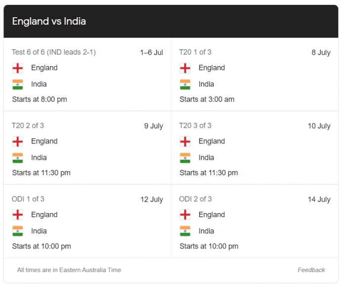 india tour of england list